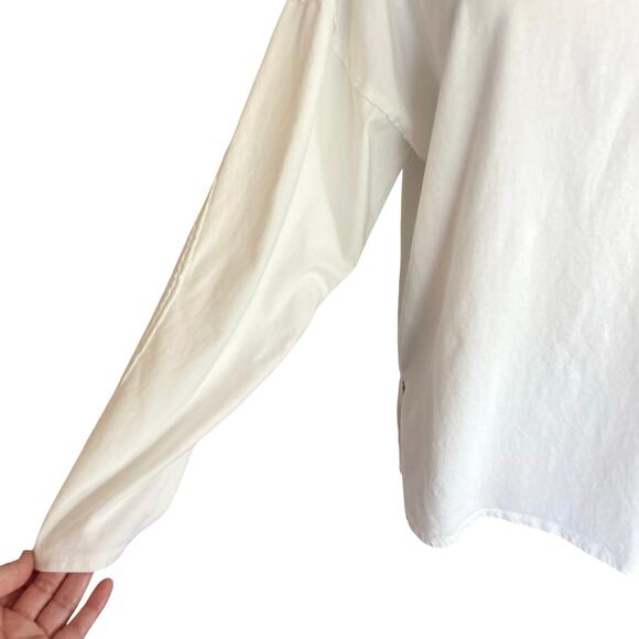 We The Free Heater Tee Optic White MEDIUM Mock Neck Oversized Cotton Casual Cozy - Picture 7 of 11